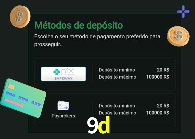 O cassino 9dbet oferece uma grande variedade de métodos de pagamento